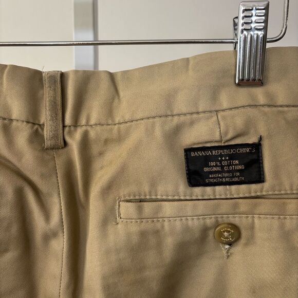 Banana Republic Khaki Chinos Classic Straight-Leg Cotton 33x30 DAWSON - Picture 6 of 11